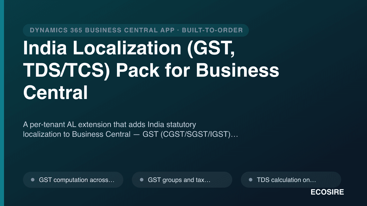 India Localization (GST, TDS/TCS) Pack for Business Central