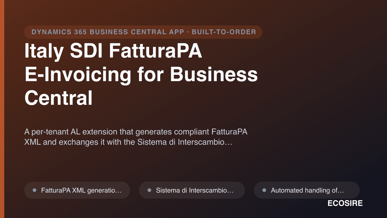 Italy SDI FatturaPA E-Invoicing for Business Central