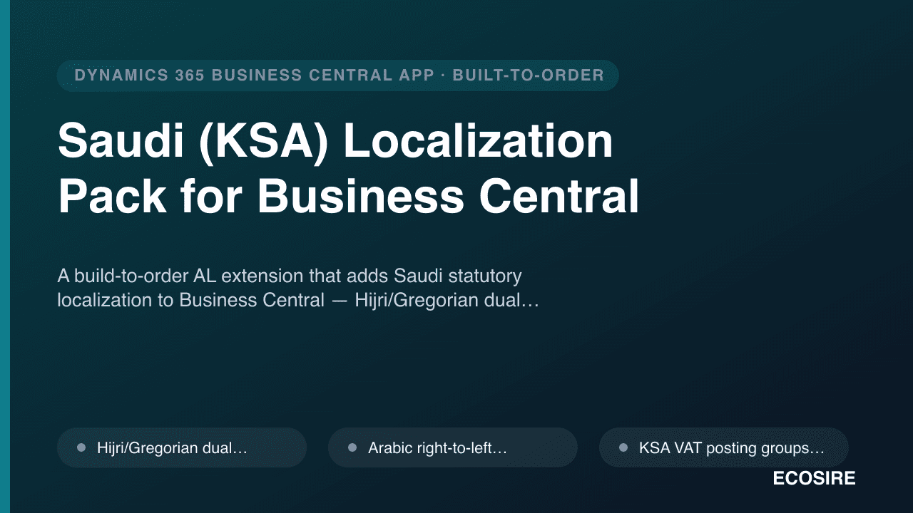 Saudi (KSA) Localization Pack for Business Central