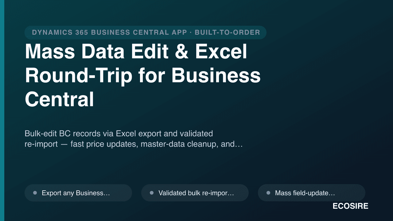 Mass Data Edit & Excel Round-Trip for Business Central