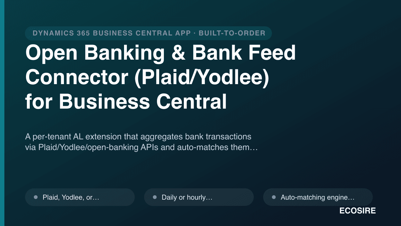 Open Banking & Bank Feed Connector (Plaid/Yodlee) for Business Central