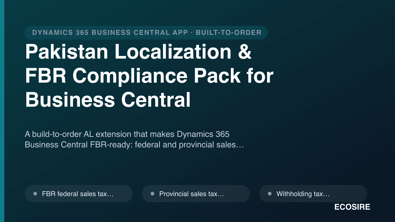 Pakistan Localization & FBR Compliance Pack for Business Central