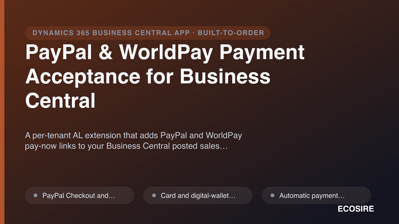 PayPal & WorldPay Payment Acceptance for Business Central