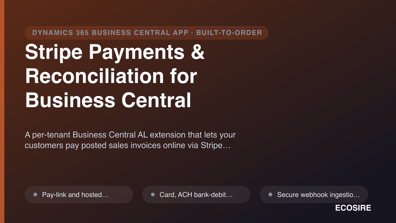 Stripe Payments & Reconciliation for Business Central
