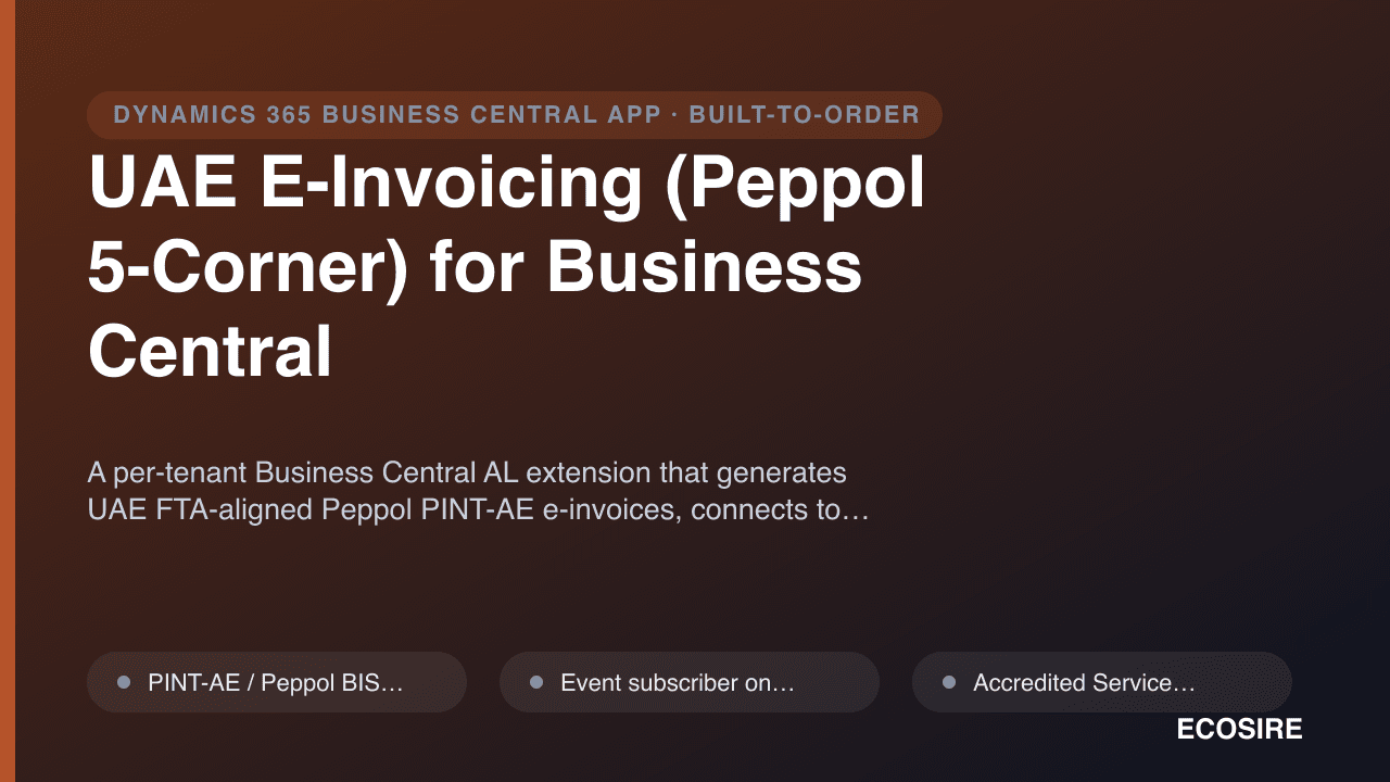 UAE E-Invoicing (Peppol 5-Corner) for Business Central