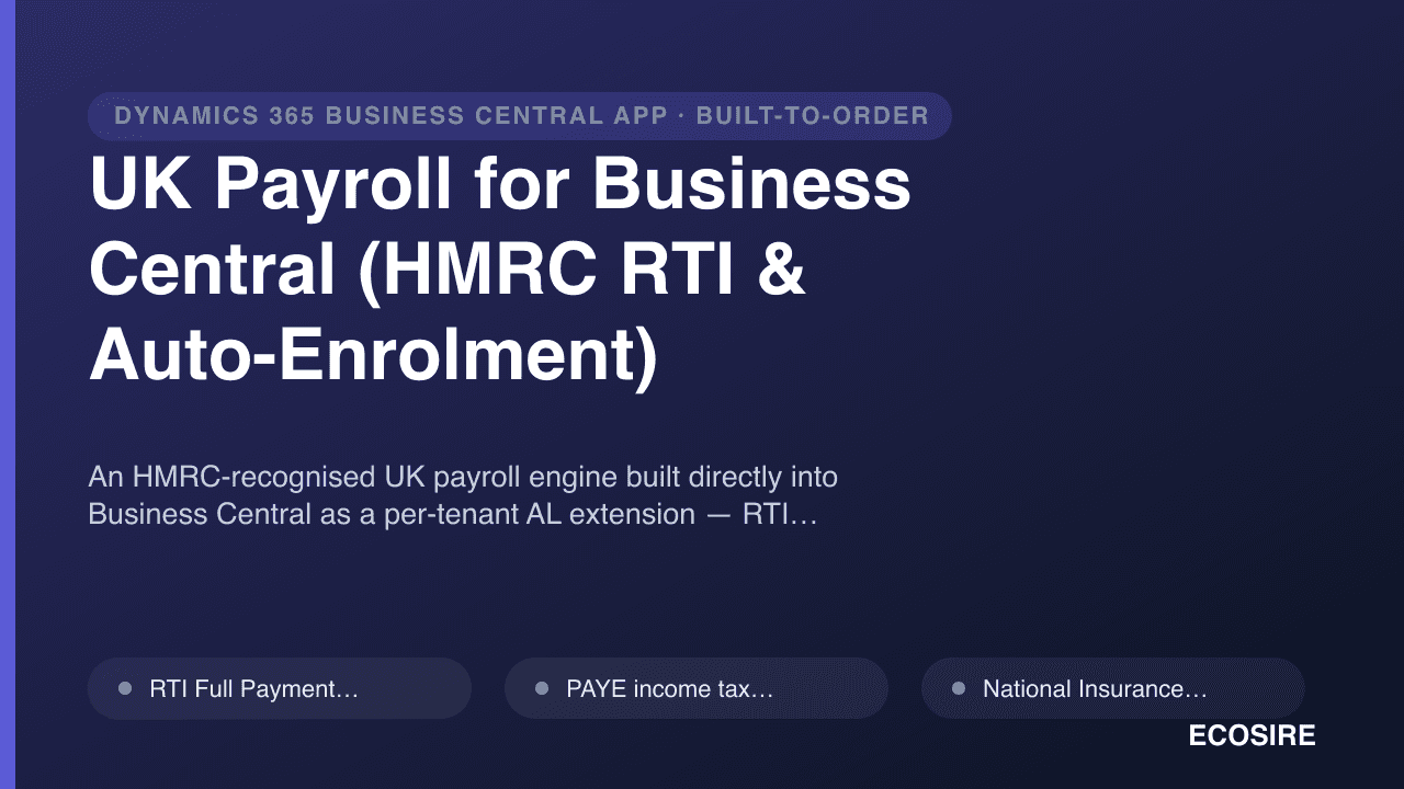 UK Payroll for Business Central (HMRC RTI & Auto-Enrolment)