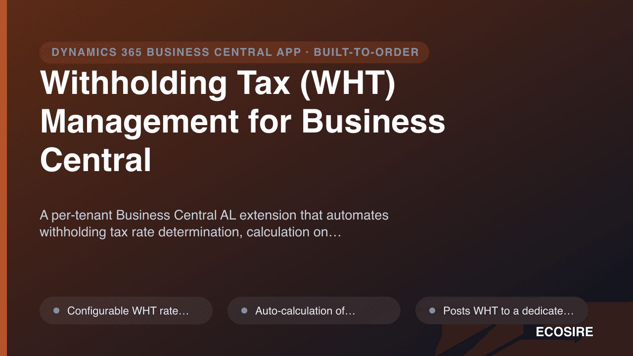 Withholding Tax (WHT) Management for Business Central