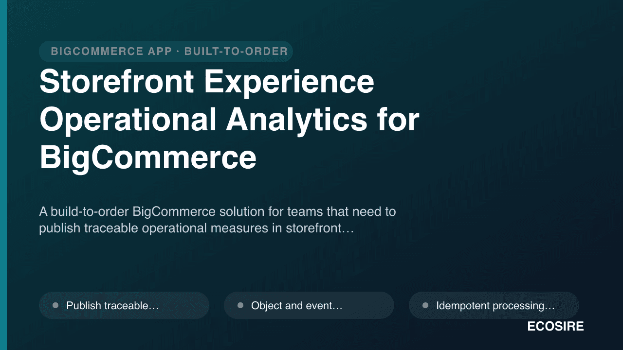 Storefront Experience Operational Analytics for BigCommerce