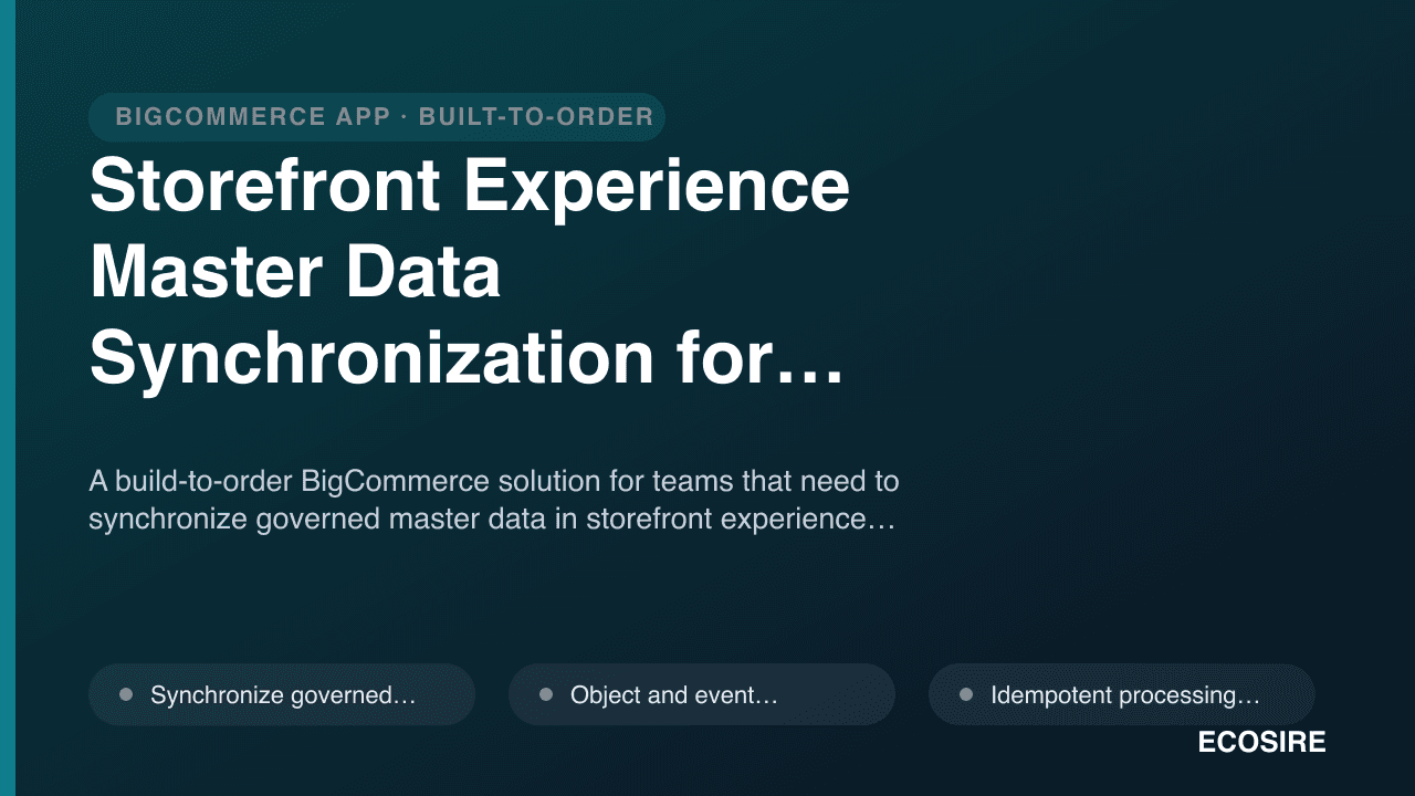 Storefront Experience Master Data Synchronization for BigCommerce