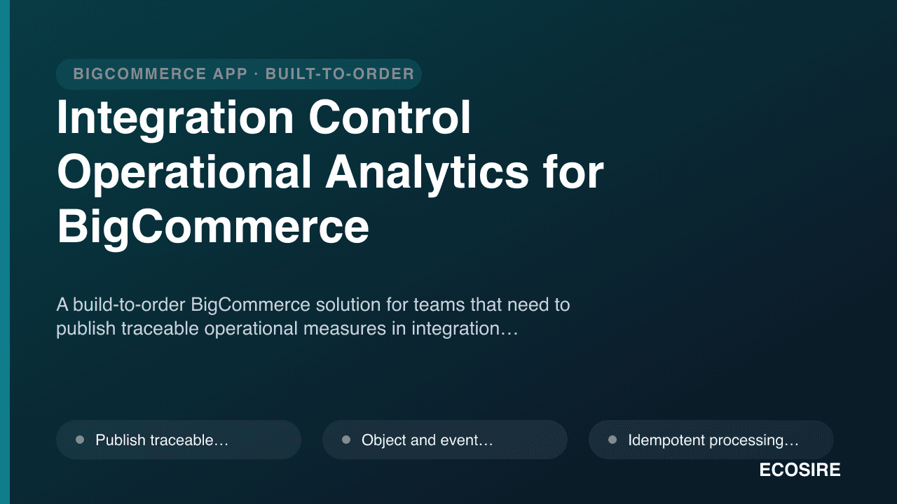 Integration Control Operational Analytics for BigCommerce