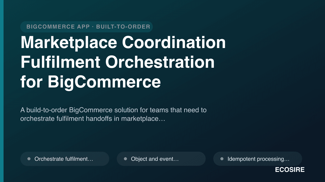 Marketplace Coordination Fulfilment Orchestration for BigCommerce