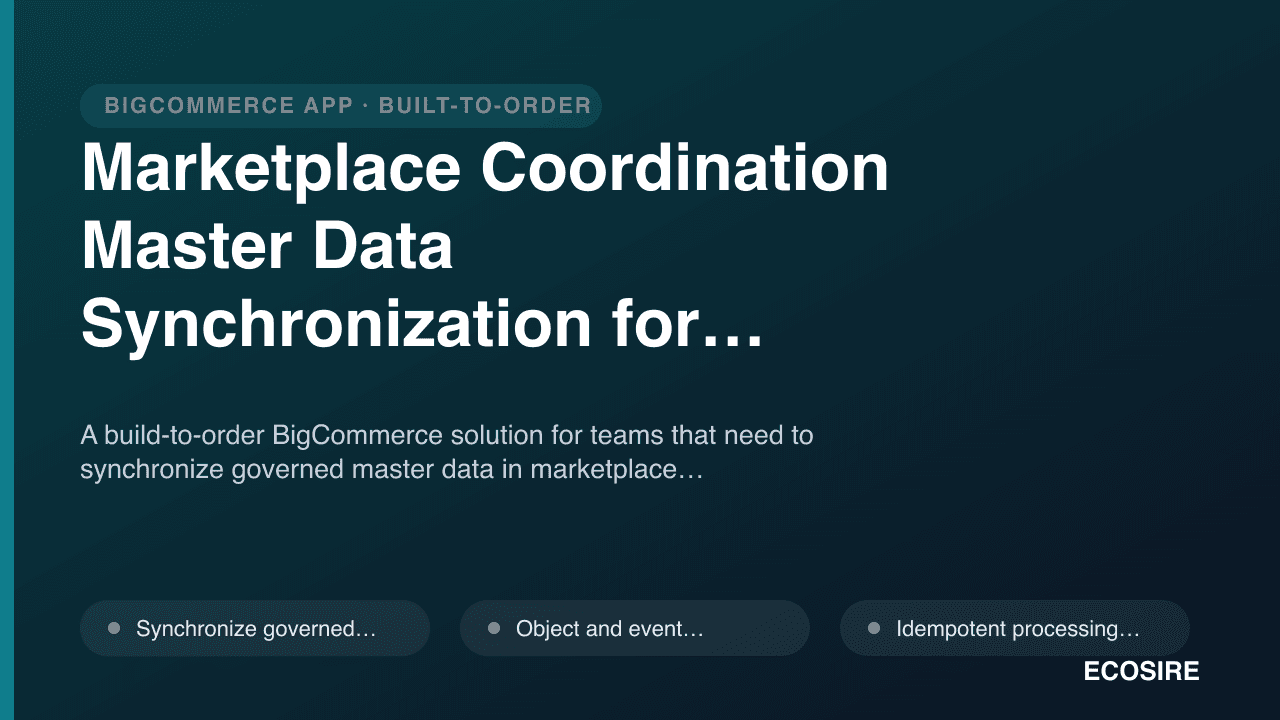 Marketplace Coordination Master Data Synchronization for BigCommerce