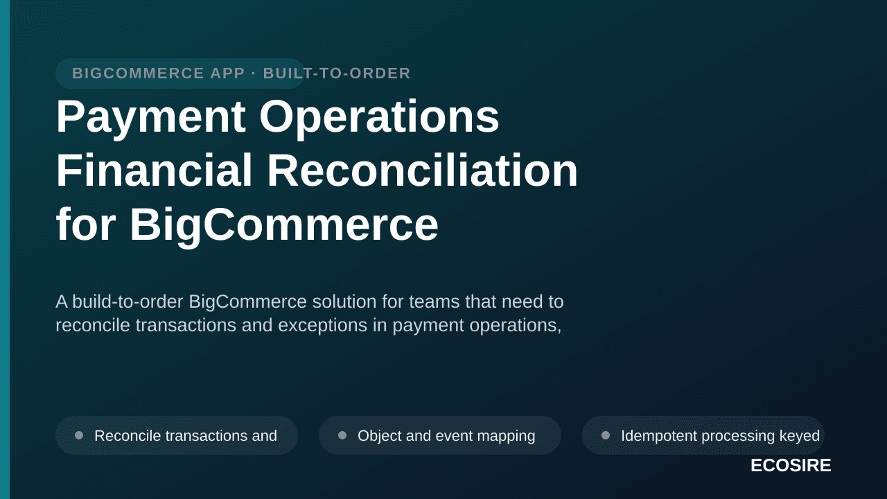 Payment Operations Financial Reconciliation for BigCommerce