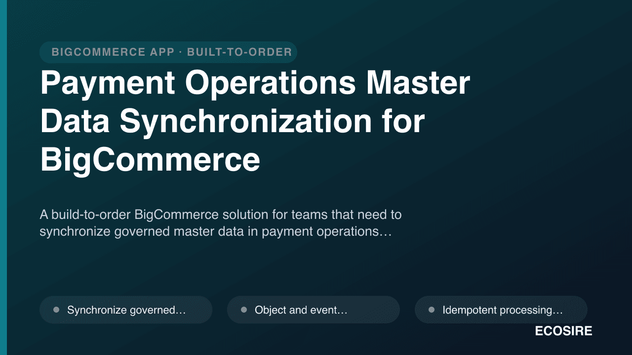 Payment Operations Master Data Synchronization for BigCommerce