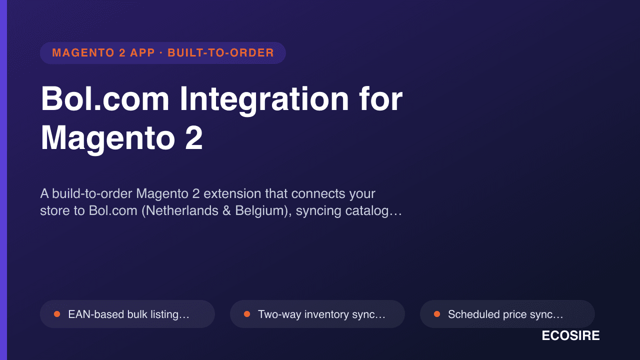 Bol.com Integration for Magento 2 — A build-to-order Magento 2 extension that connects your store to Bol