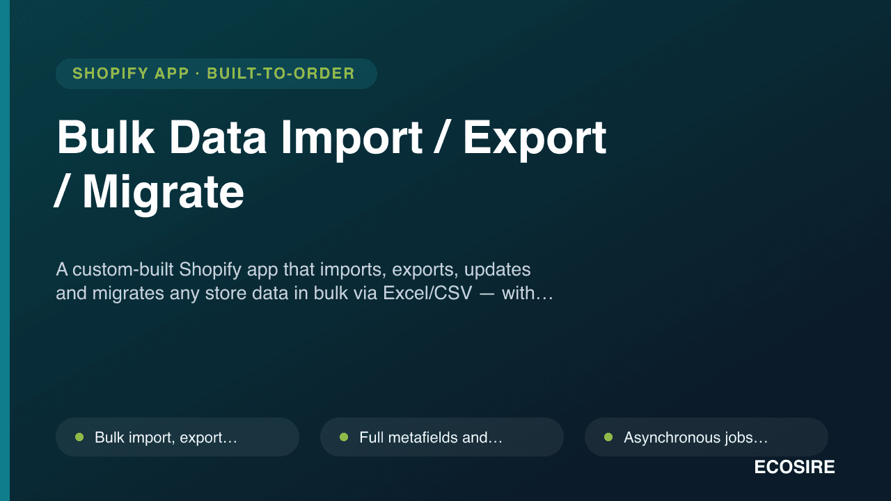 Bulk Data Import / Export / Migrate