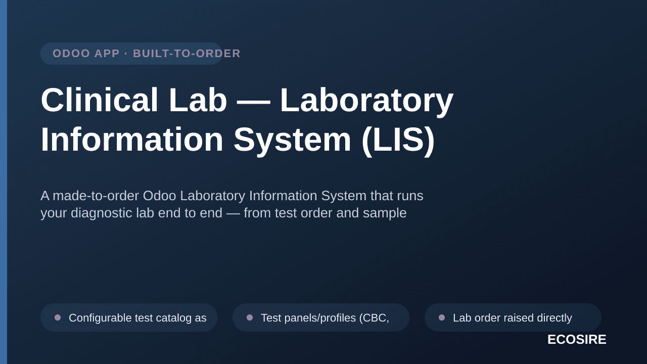 Clinical Lab — Laboratory Information System (LIS) — A made-to-order Odoo Laboratory Information System that runs your diagno — Image 1 of 3