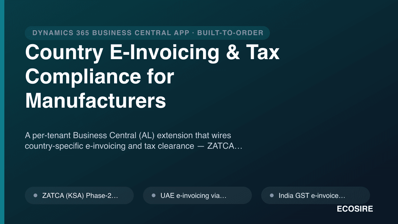 Country E-Invoicing & Tax Compliance for Manufacturers