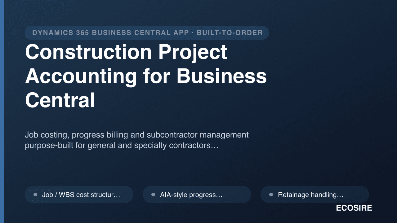 Construction Project Accounting for Business Central