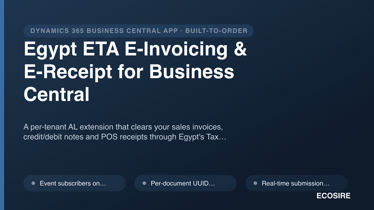 Egypt ETA E-Invoicing & E-Receipt for Business Central