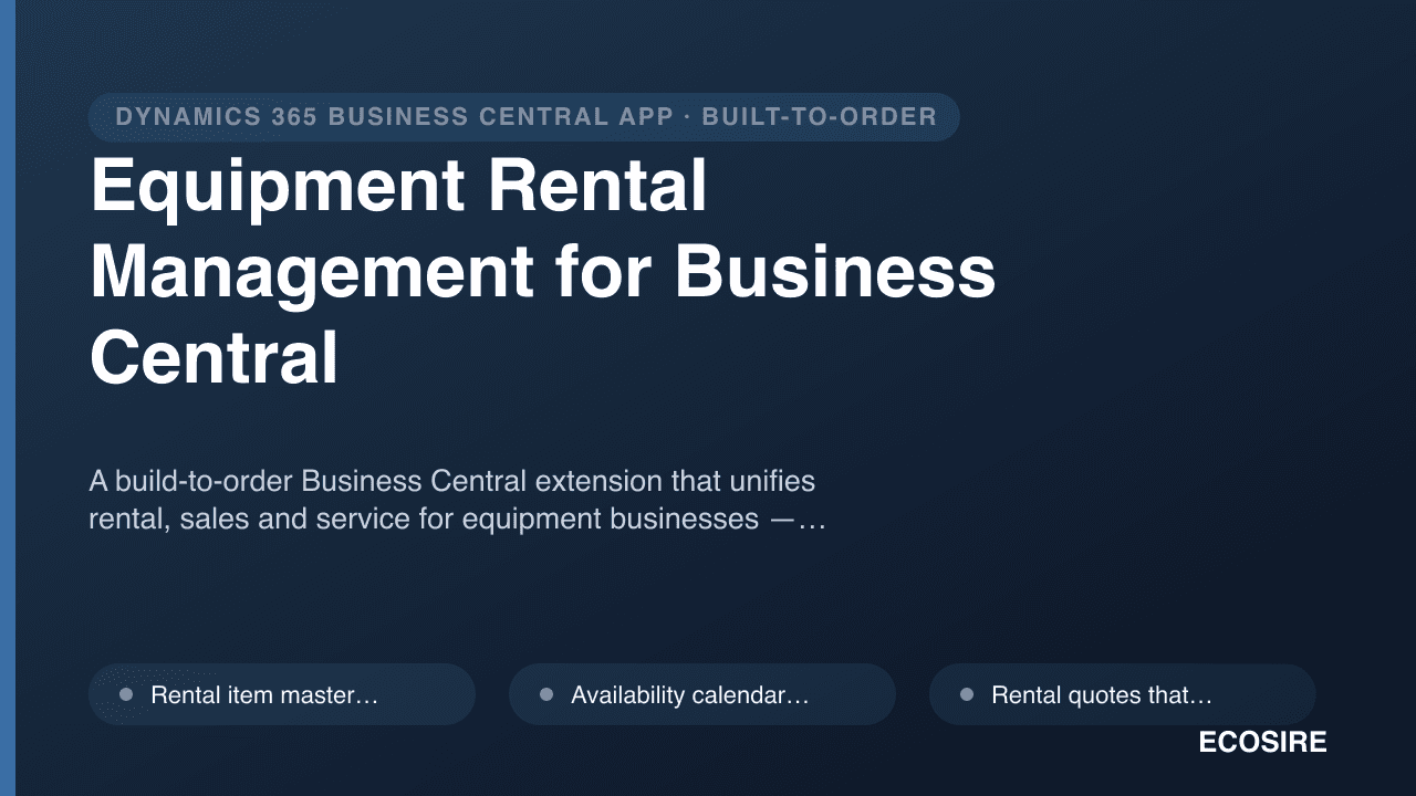 Equipment Rental Management for Business Central
