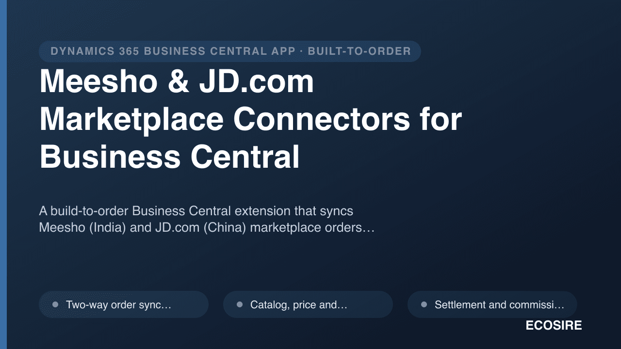 Meesho & JD.com Marketplace Connectors for Business Central