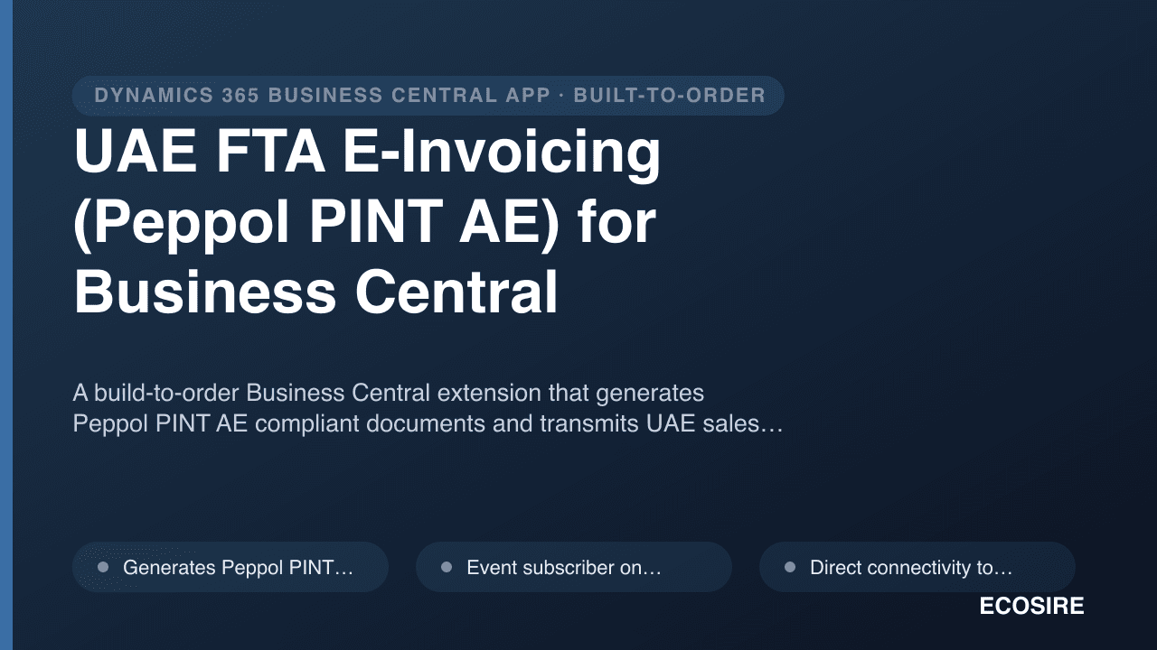 UAE FTA E-Invoicing (Peppol PINT AE) for Business Central
