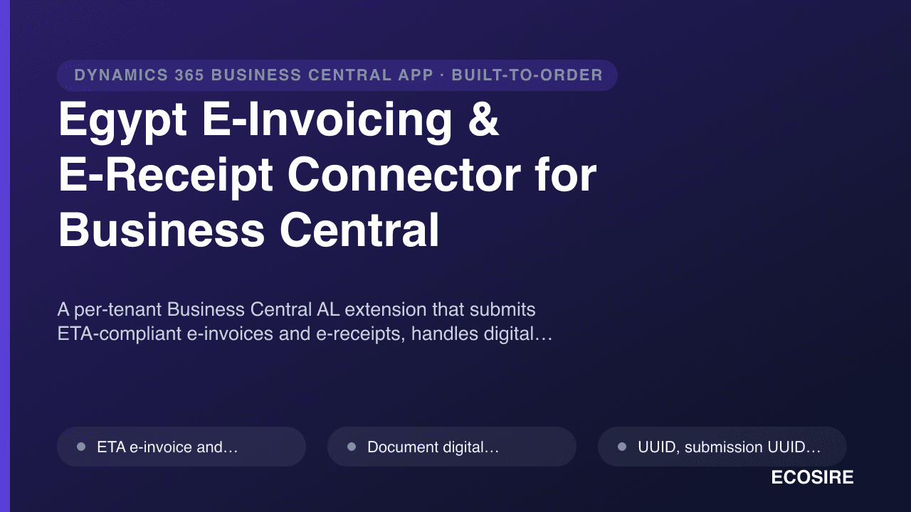 Egypt E-Invoicing & E-Receipt Connector for Business Central