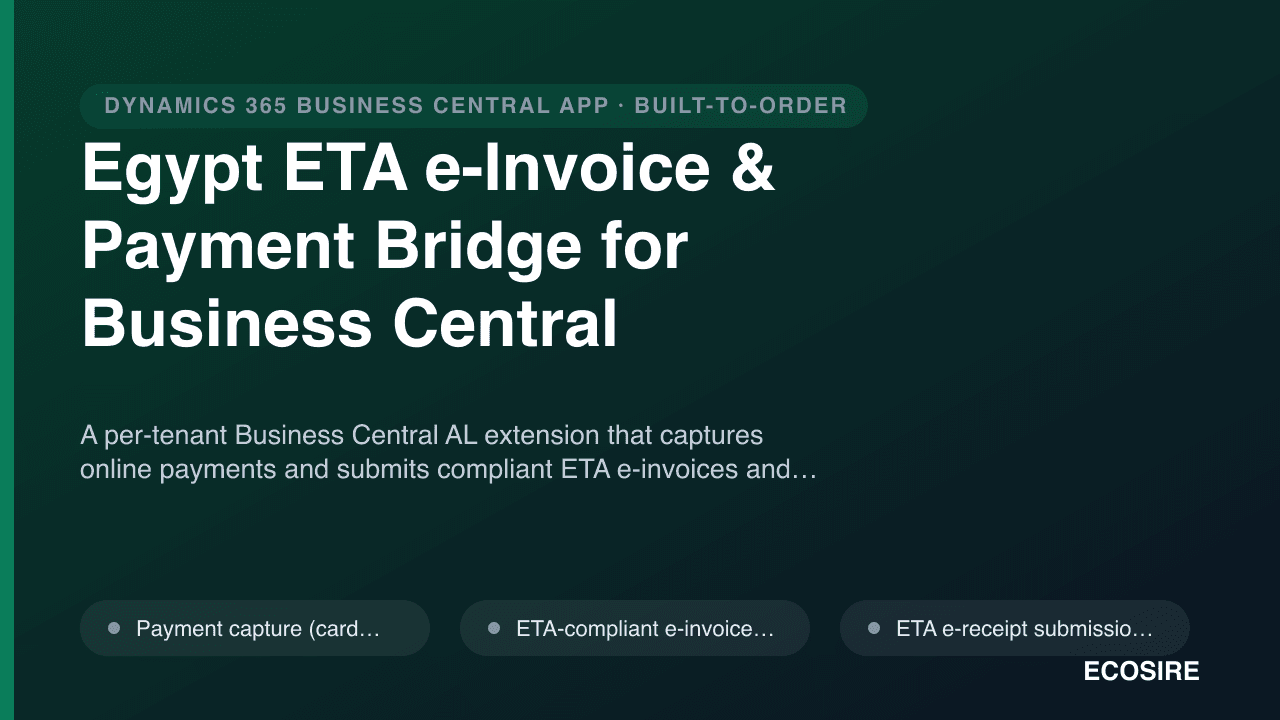 Egypt ETA e-Invoice & Payment Bridge for Business Central