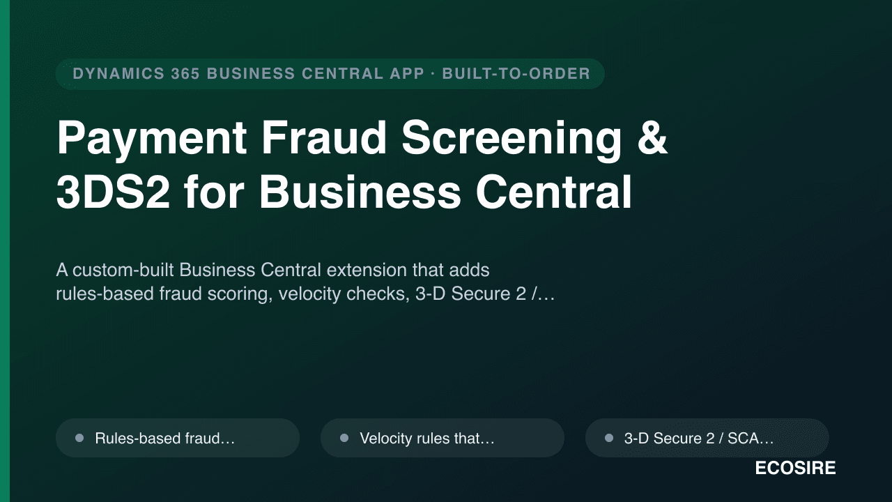 Payment Fraud Screening & 3DS2 for Business Central