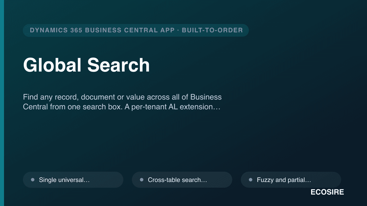Global Search — Find any record, document or value across all of Business Central from one search box