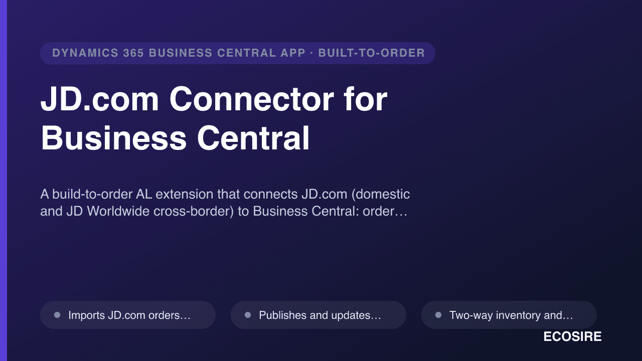 JD.com Connector for Business Central — A build-to-order AL extension that connects JD