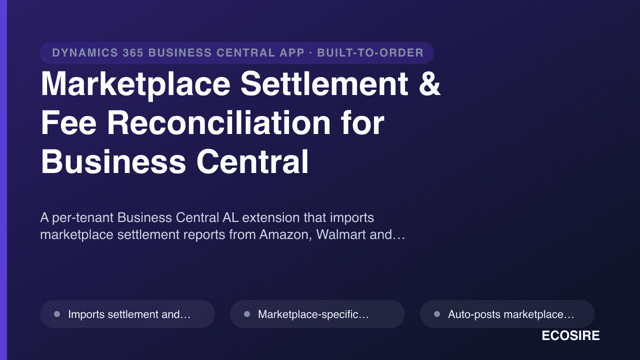 Marketplace Settlement & Fee Reconciliation for Business Central