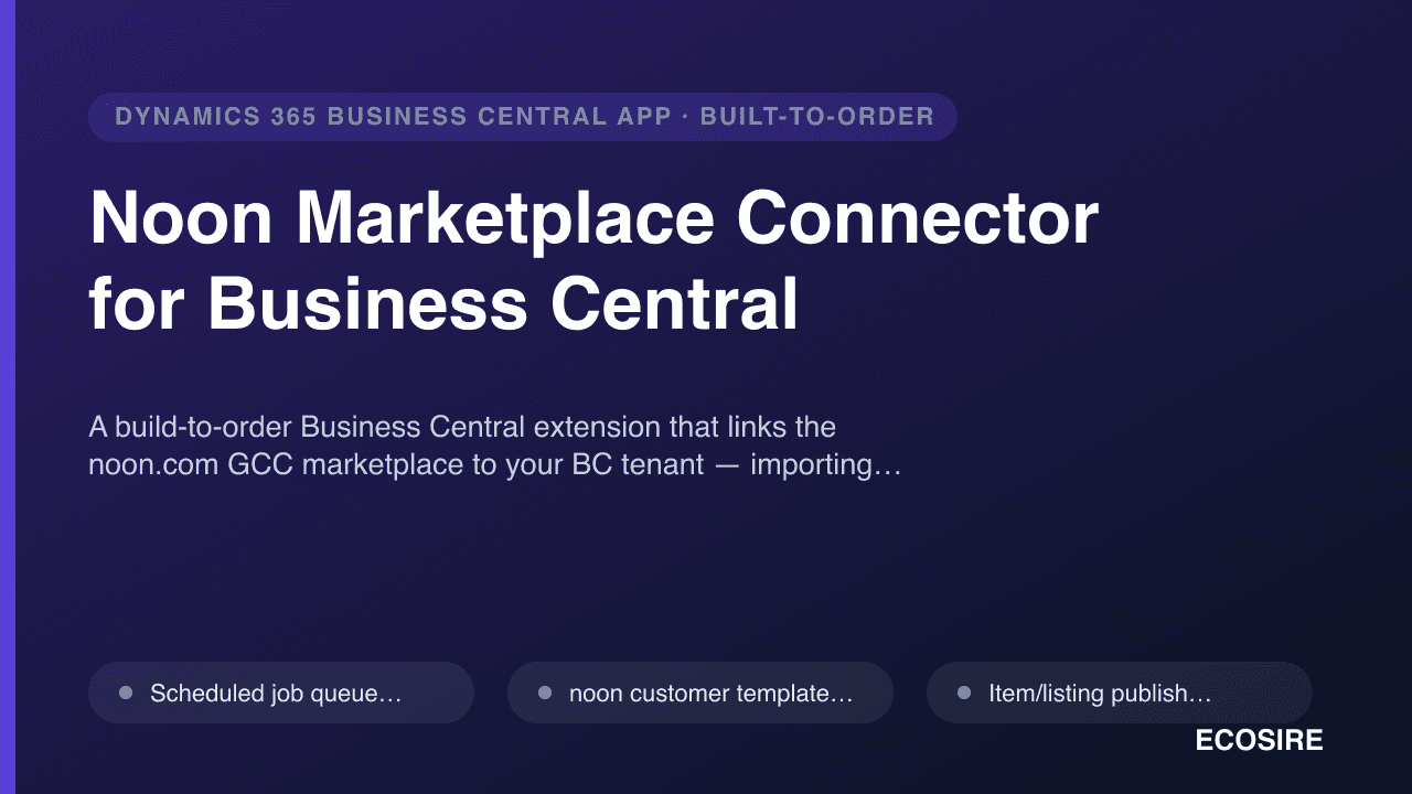 Noon Marketplace Connector for Business Central — A build-to-order Business Central extension that links the noon
