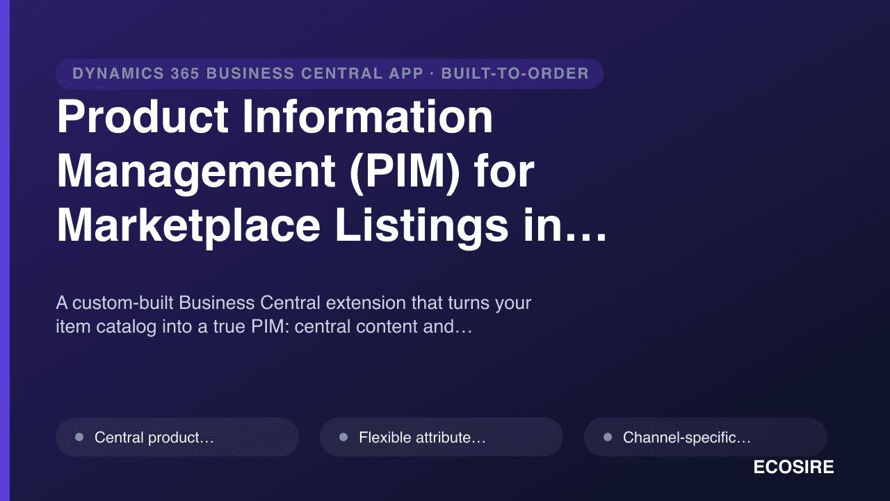 Product Information Management (PIM) for Marketplace Listings in Business Central