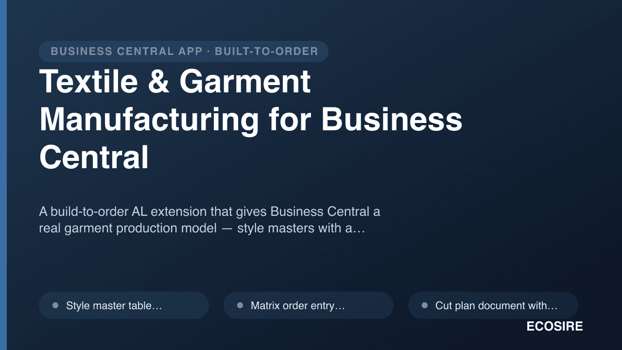 Textile & Garment Manufacturing for Business Central