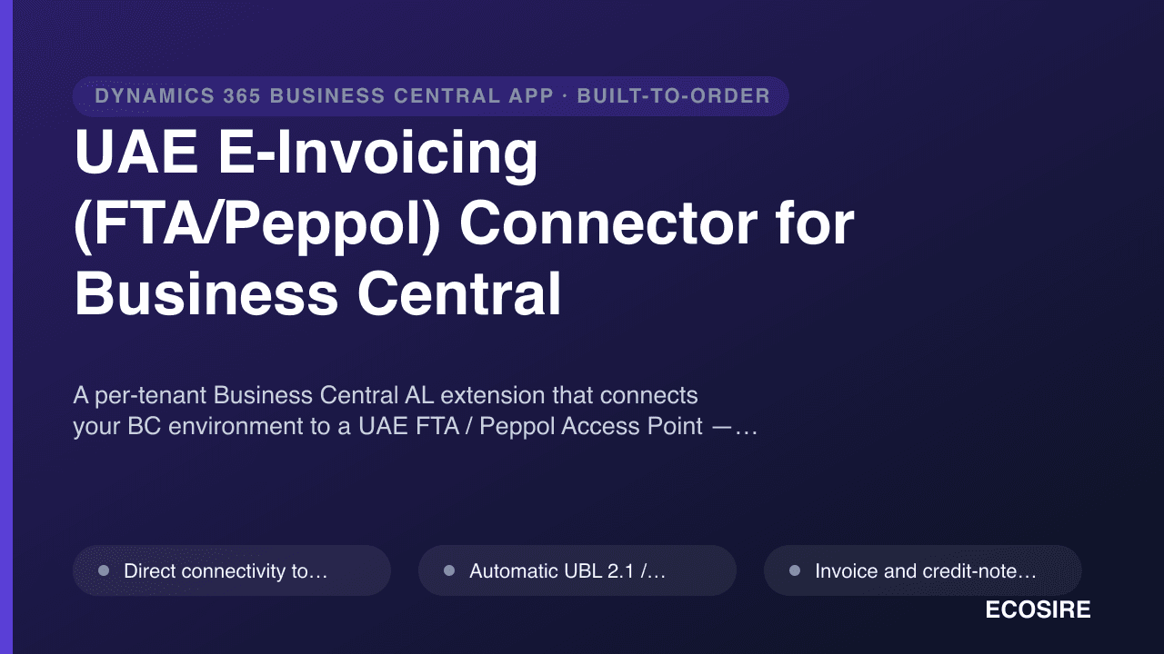 UAE E-Invoicing (FTA/Peppol) Connector for Business Central