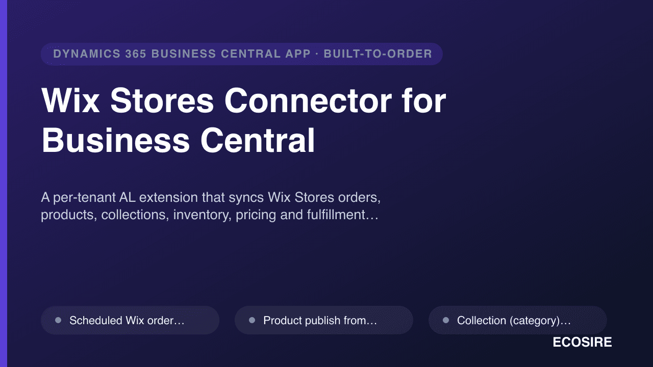 Wix Stores Connector for Business Central