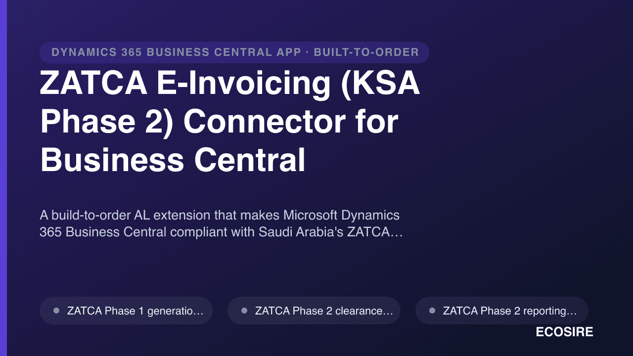 ZATCA E-Invoicing (KSA Phase 2) Connector for Business Central