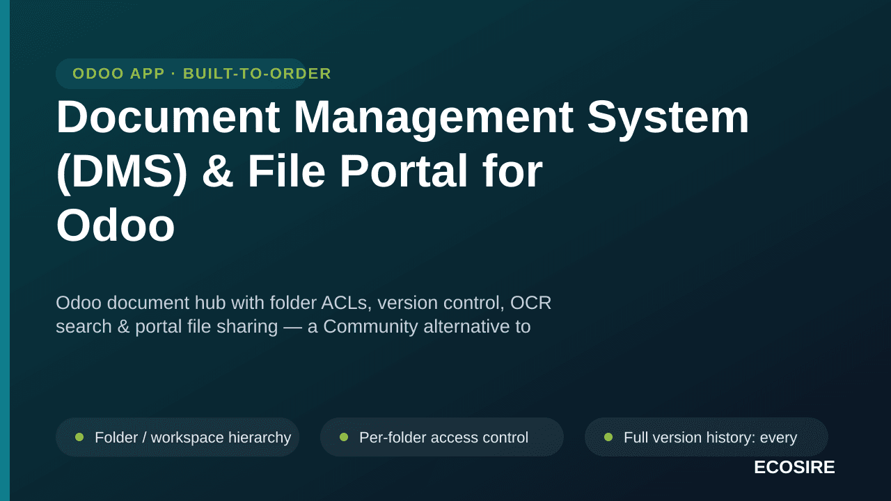 Document Management System (DMS) & File Portal for Odoo — Odoo document hub with folder ACLs, version control, OCR search & p — Image 1 of 3