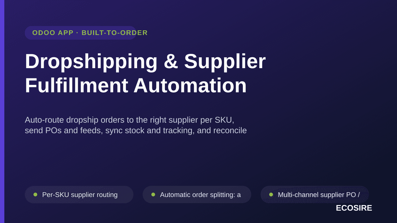 Dropshipping & Supplier Fulfillment Automation — Auto-route dropship orders to the right supplier per SKU, send POs and feeds — Image 1 of 3