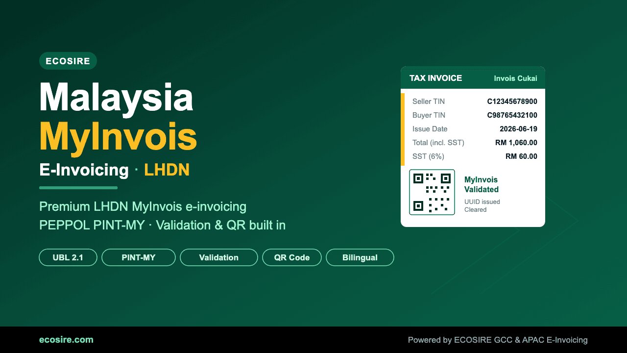 ECOSIRE E-Invoicing | Malaysia MyInvois (LHDN) — Malaysia MyInvois (LHDN/IRBM) e-invoicing: OAuth2 client-credentials, UBL 2 — Image 1 of 1