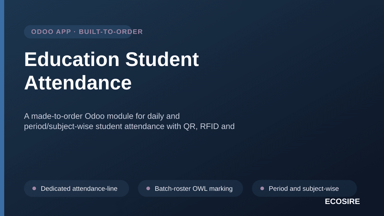 Education Student Attendance — A made-to-order Odoo module for daily and period/subject-wise student attendance with QR, RFID — Image 1 of 3