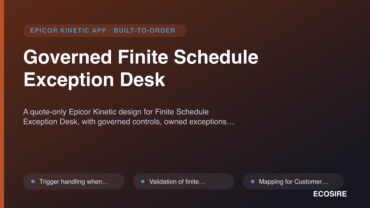 Governed Finite Schedule Exception Desk