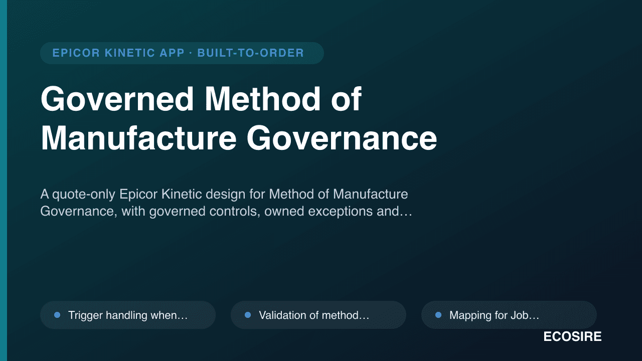 Governed Method of Manufacture Governance