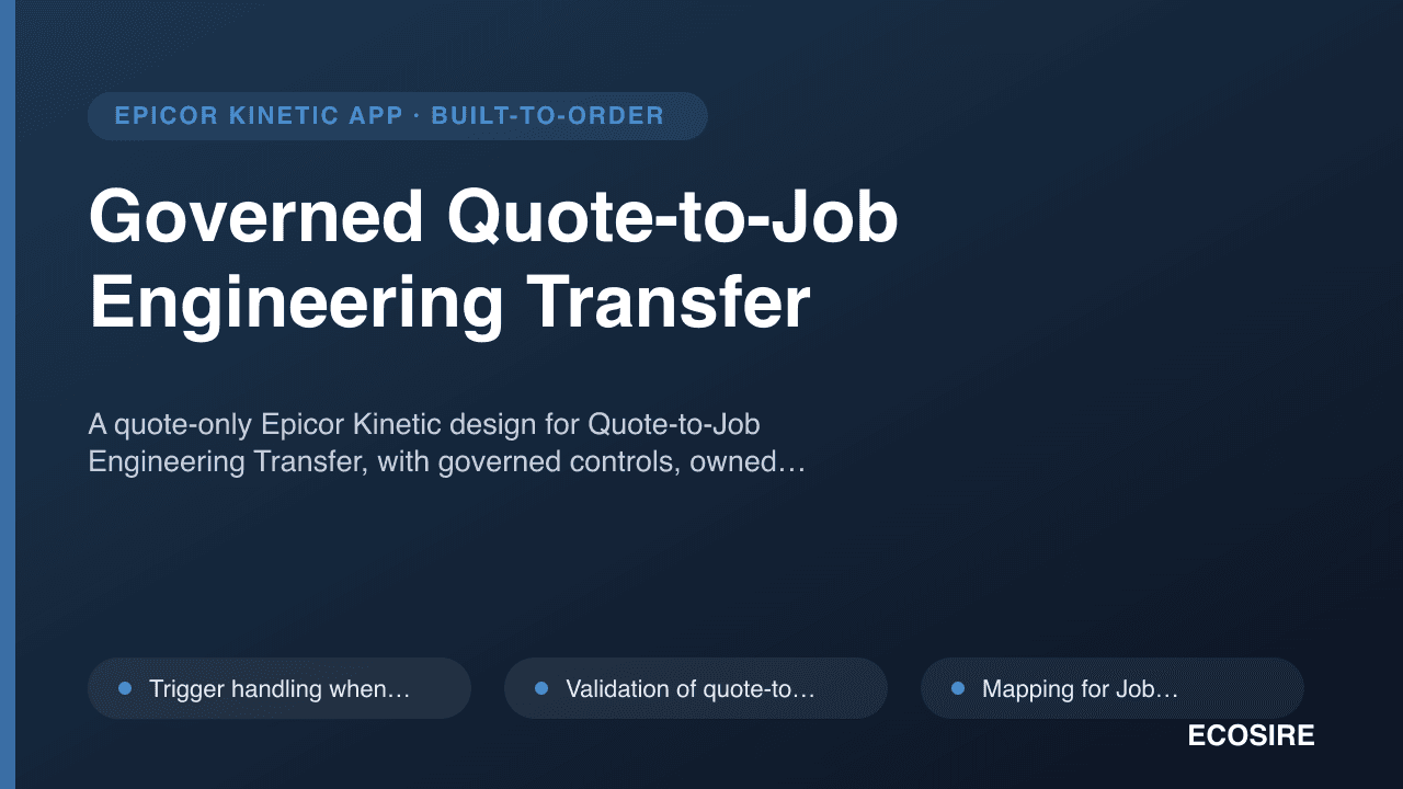 Governed Quote-to-Job Engineering Transfer
