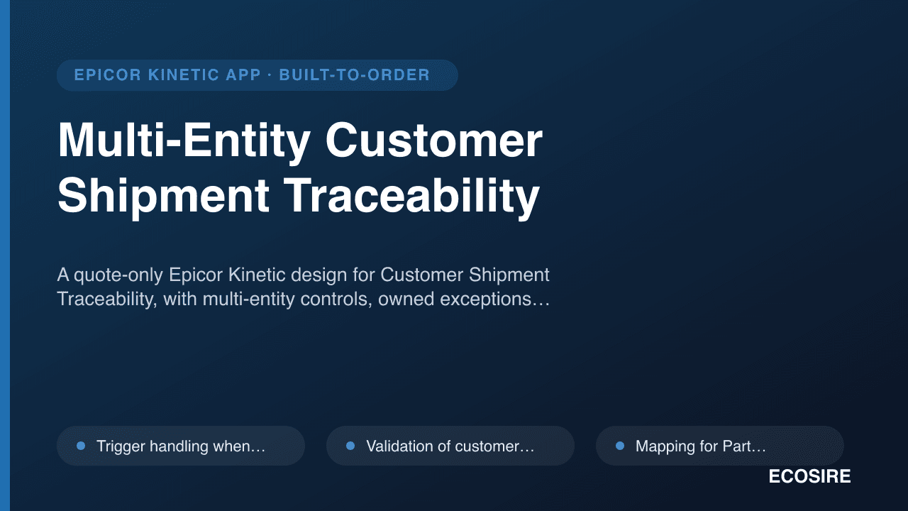 Multi-Entity Customer Shipment Traceability