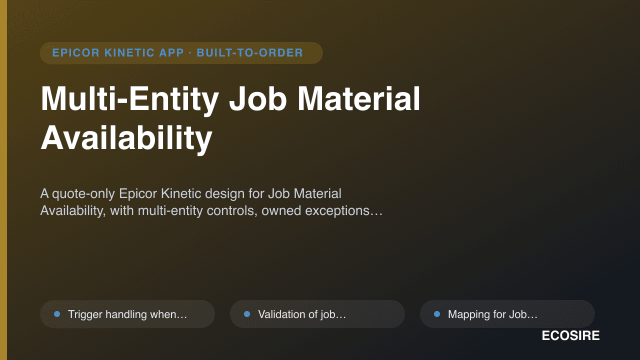 Multi-Entity Job Material Availability