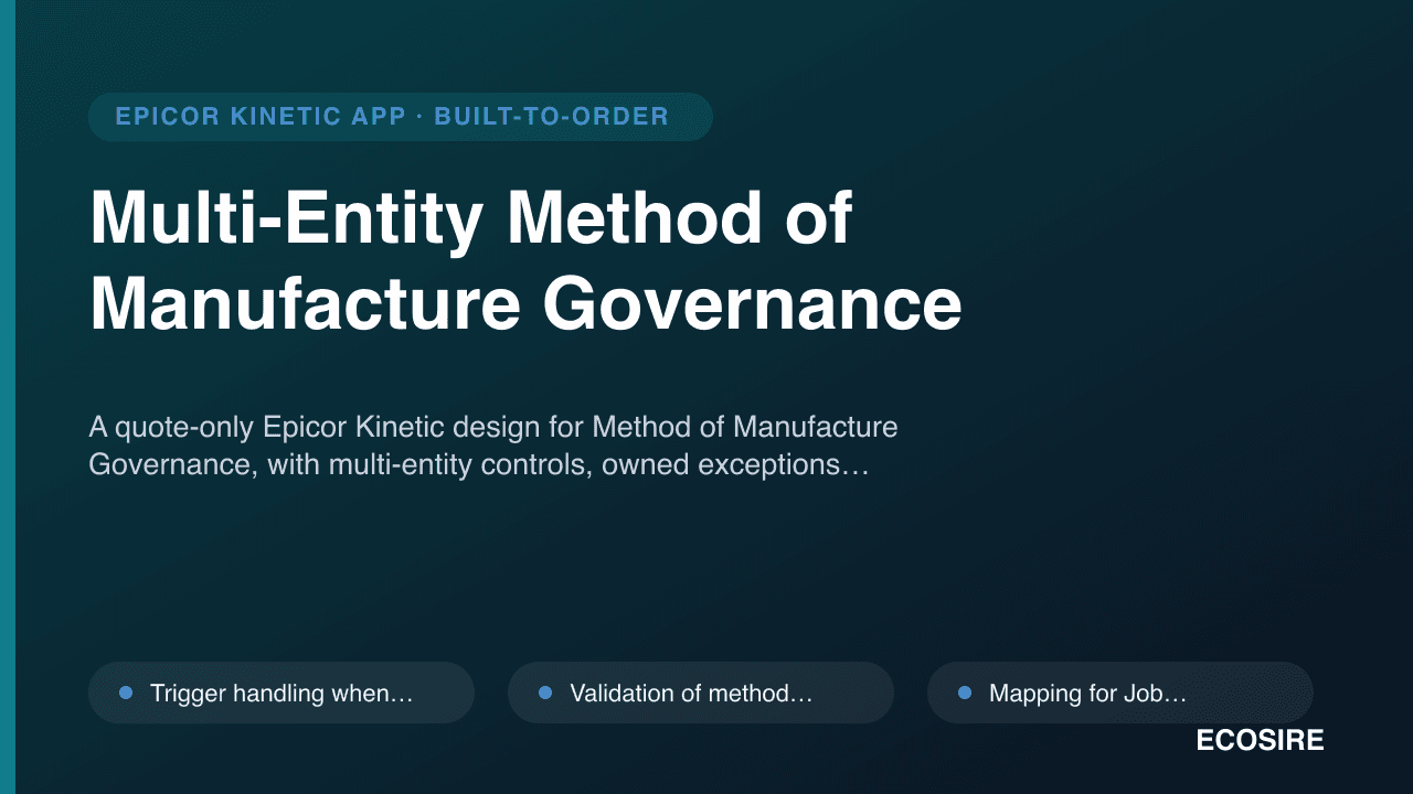 Multi-Entity Method of Manufacture Governance