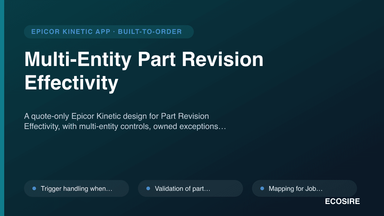Multi-Entity Part Revision Effectivity